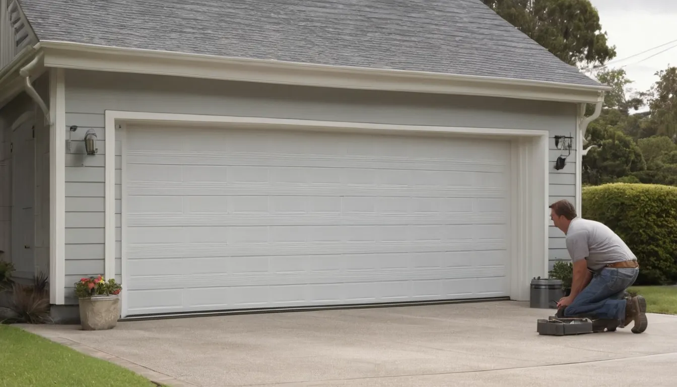 A local provider checking the tracks of a garage door at a colonial home in Fairfax