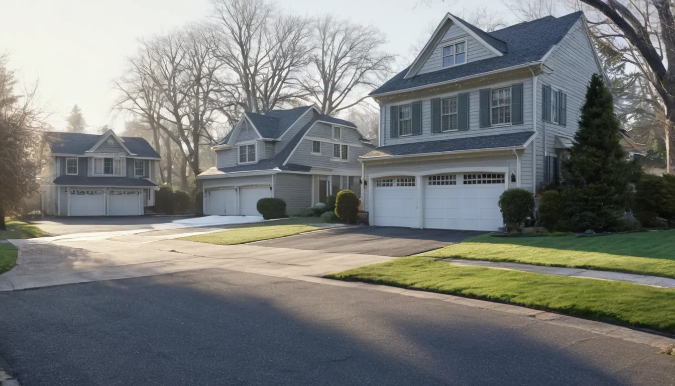 Homes with garages across the Fairfax area in different seasons